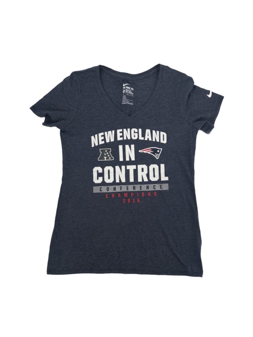 Nike Shirt Medium Navy New England Patriots AFC Champions V-Neck Tee Streetwear